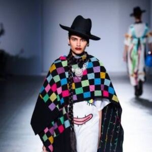 CARLA FERNANDEZ Colorful Checkered Poncho New with tags